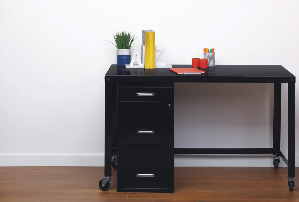 3 Drawer Metal File Cabinet with Pencil Drawer, Black A539374