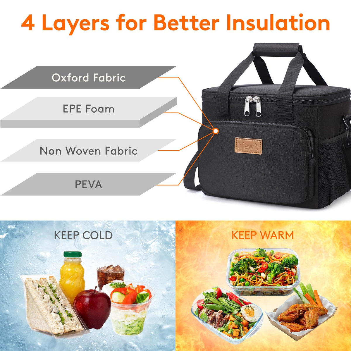 Black Insulated Lunch Bag L159