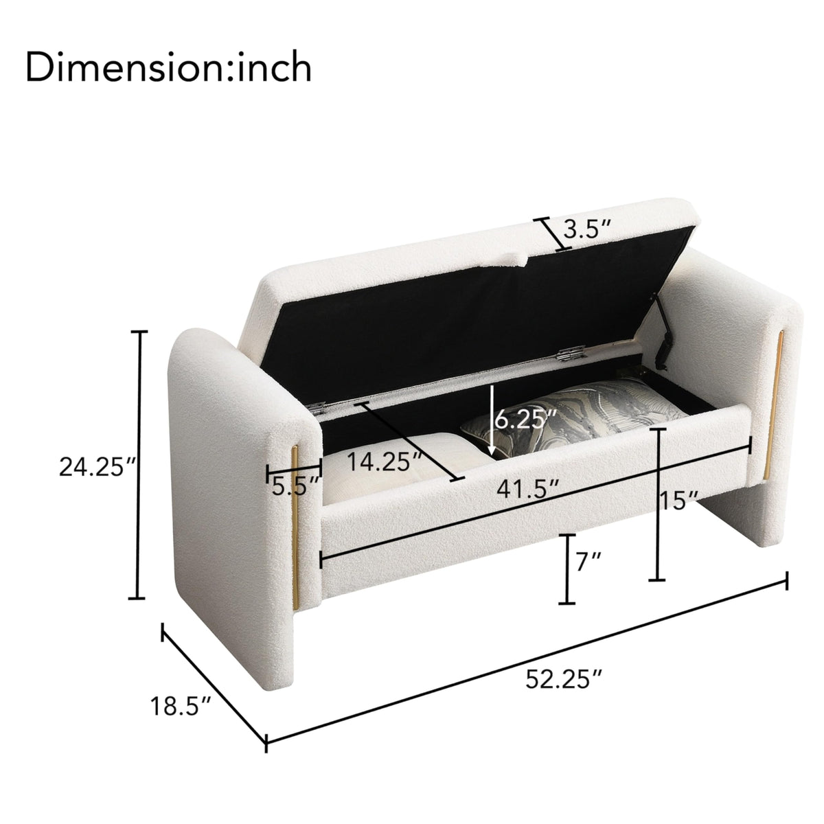 White Upholstered Storage Ottoman T895330