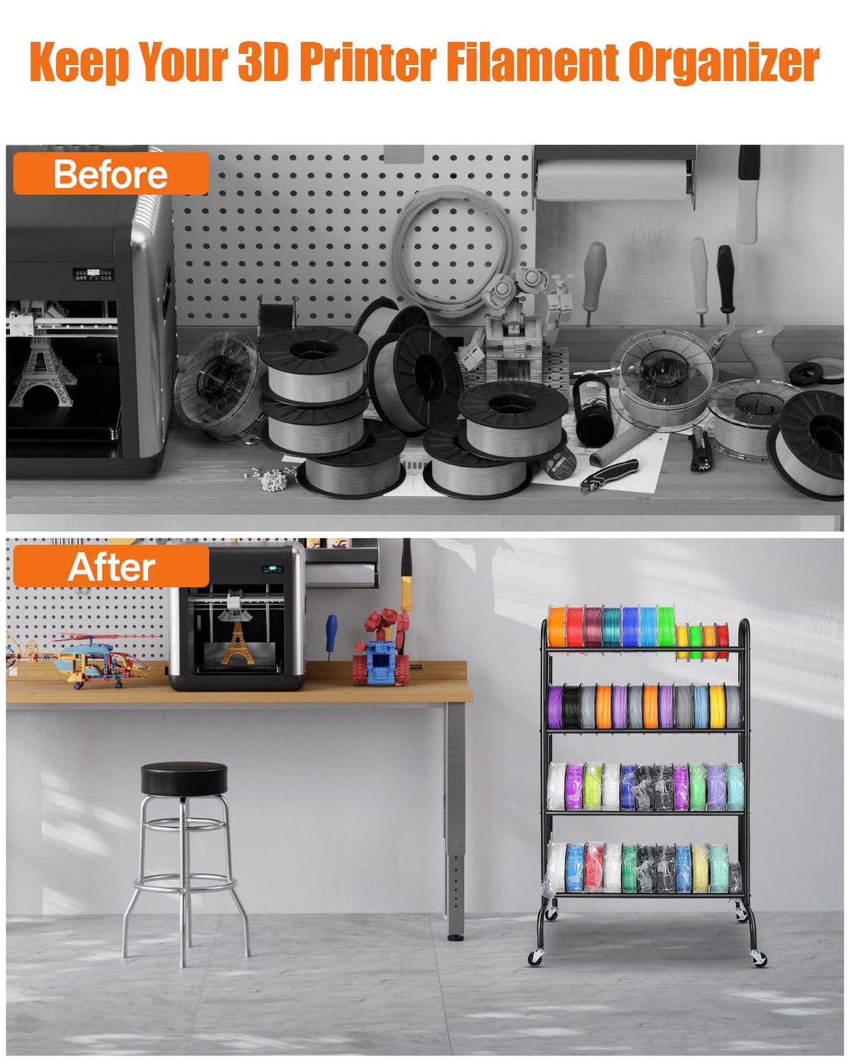 3D Printer Filament Storage Rack with Wheels X136