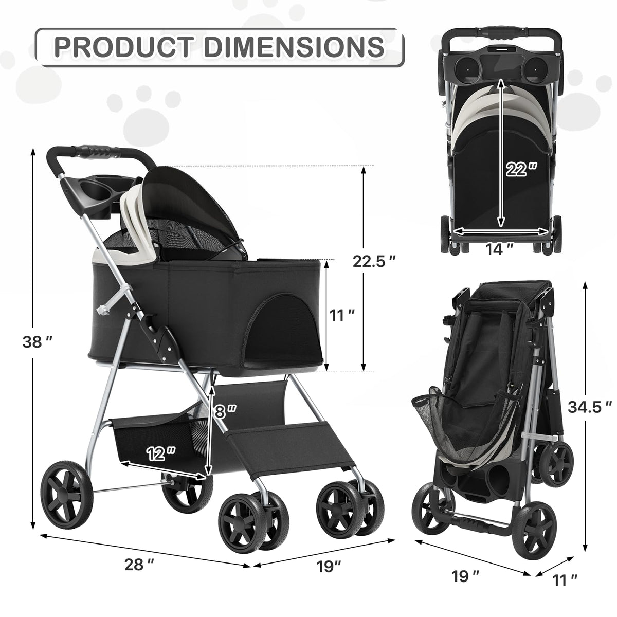 Foldable Pet Stroller T8571