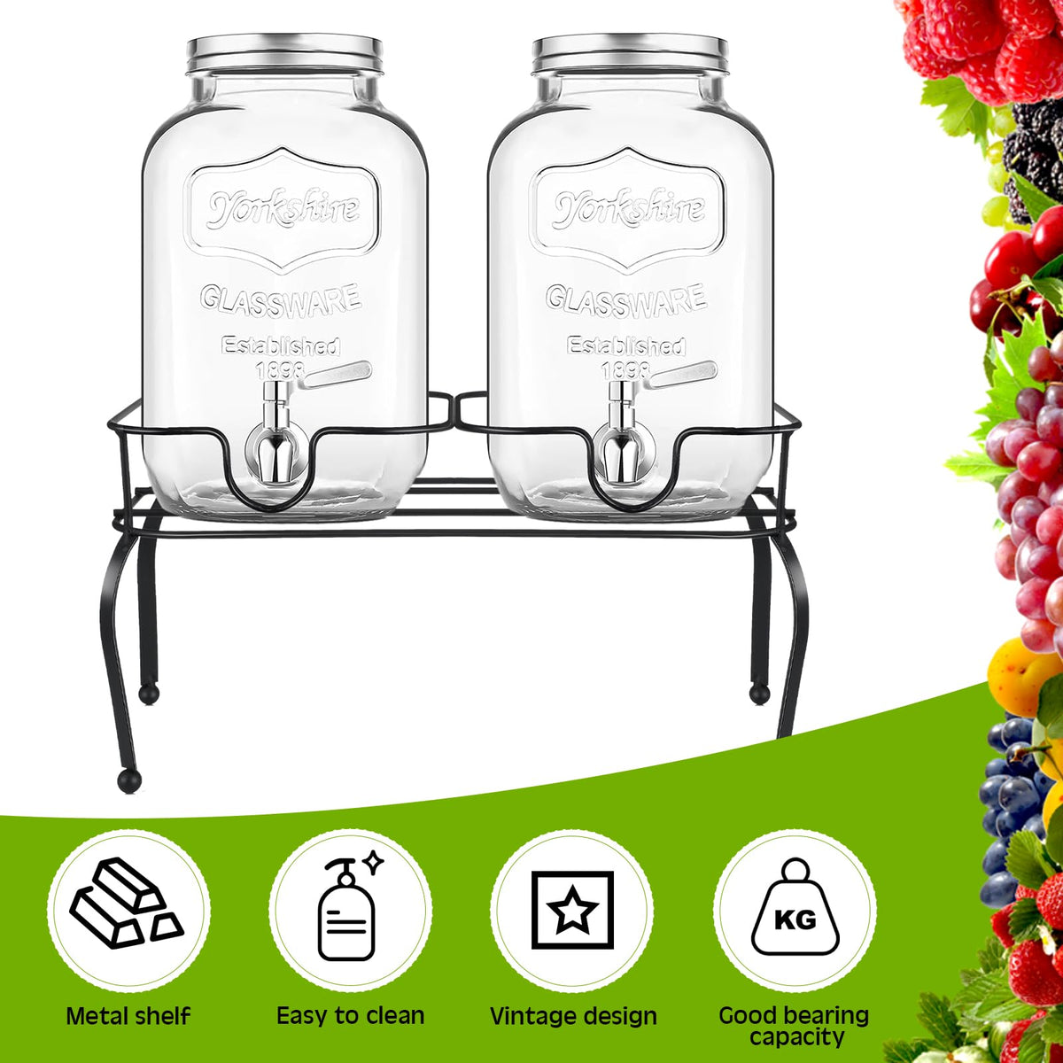 2 Gallon Black Metal Beverage Dispenser with 2 Compartments B331