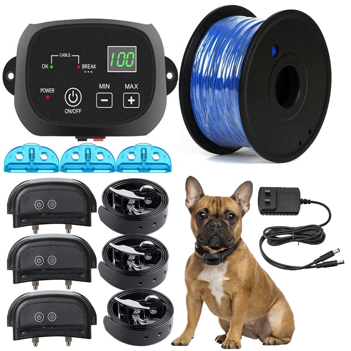 Electric Dog Fence, Aboveground Underground Pet Containment System, Covers up to 3/4 Acre, Waterproof Rechargeable Training Collar, Shock Tone Correction G359