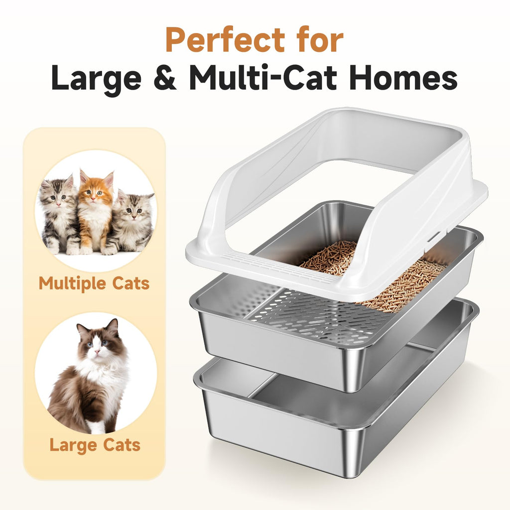 Stainless Steel Sifting Litter Box F2344