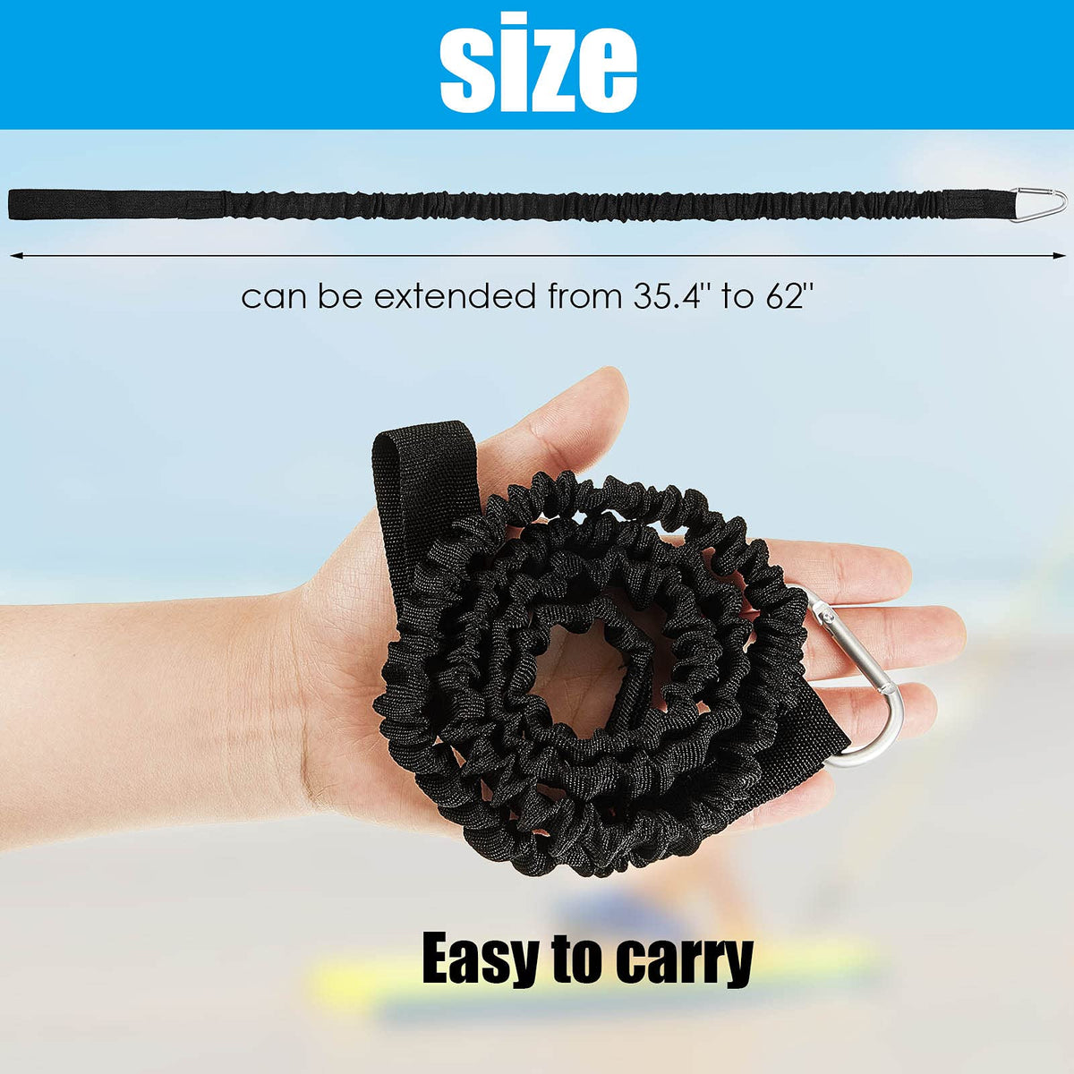 4 Pcs Stretchable Coiled Kayak Paddle Leash B5315