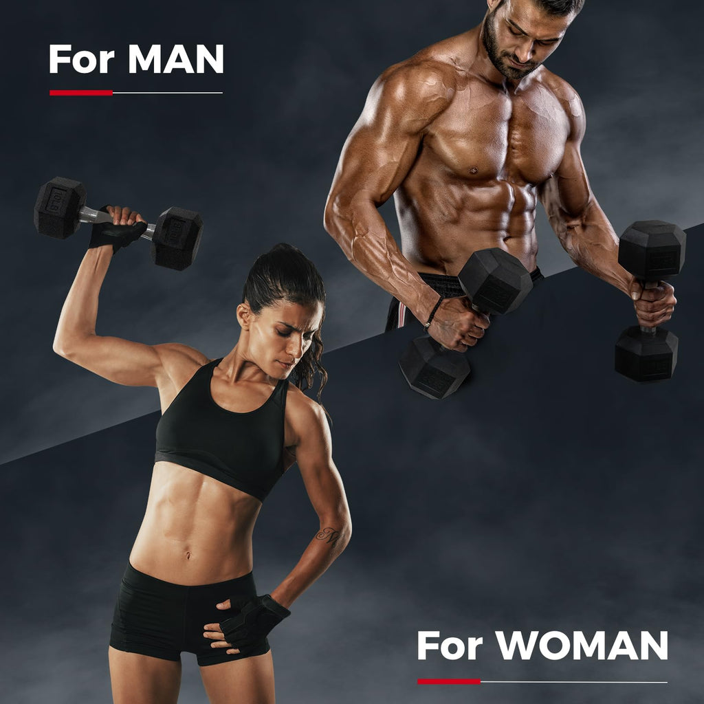Rubber Coated Hex Dumbbell Set A72326