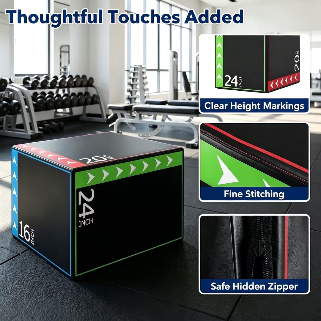 3 in 1 Plyometric Jump Box 16/20/24 Inch Soft Foam D6182