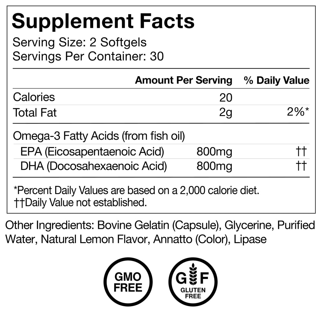 Omega-3 Fish Oil EPA & DHA 1,600mg Supplement X1845