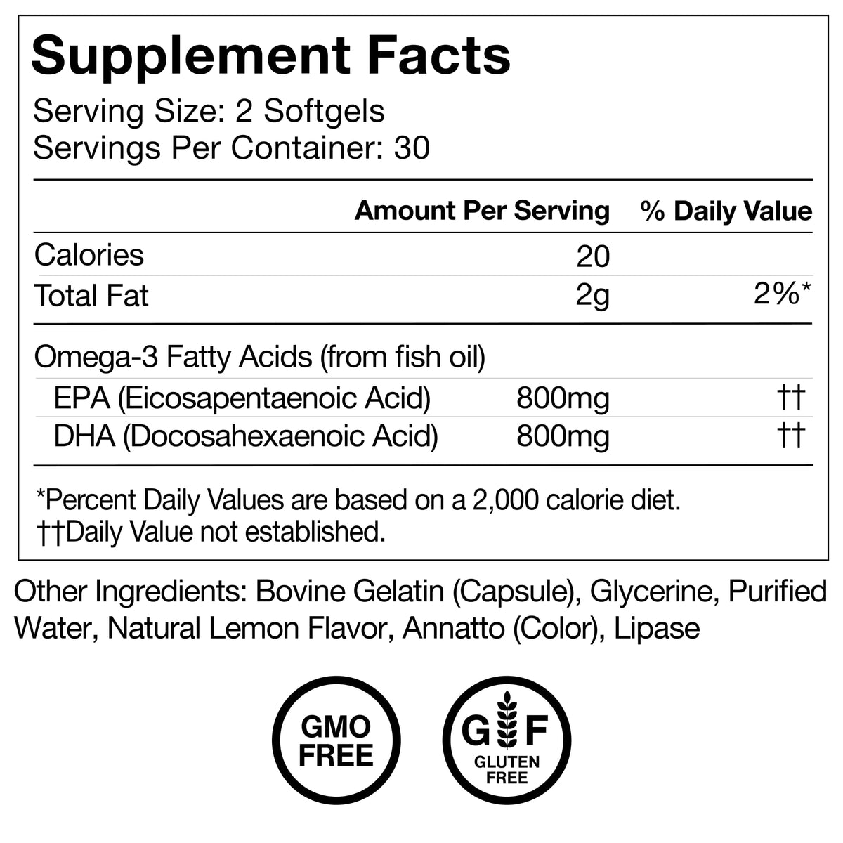 Omega-3 Fish Oil EPA & DHA 1,600mg Supplement X1845