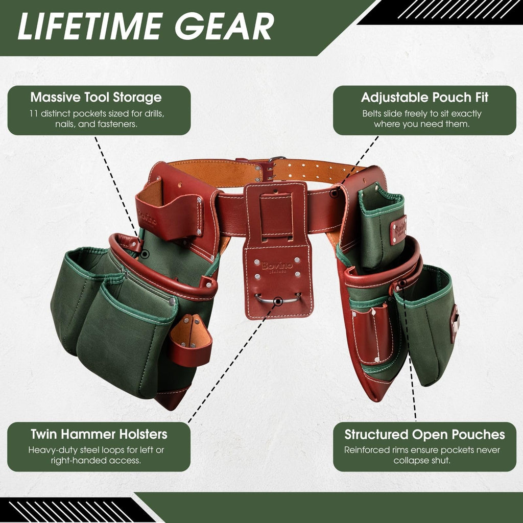 Nylon and Leather 21-Pocket Tool Belt with Hammer Holder M27761