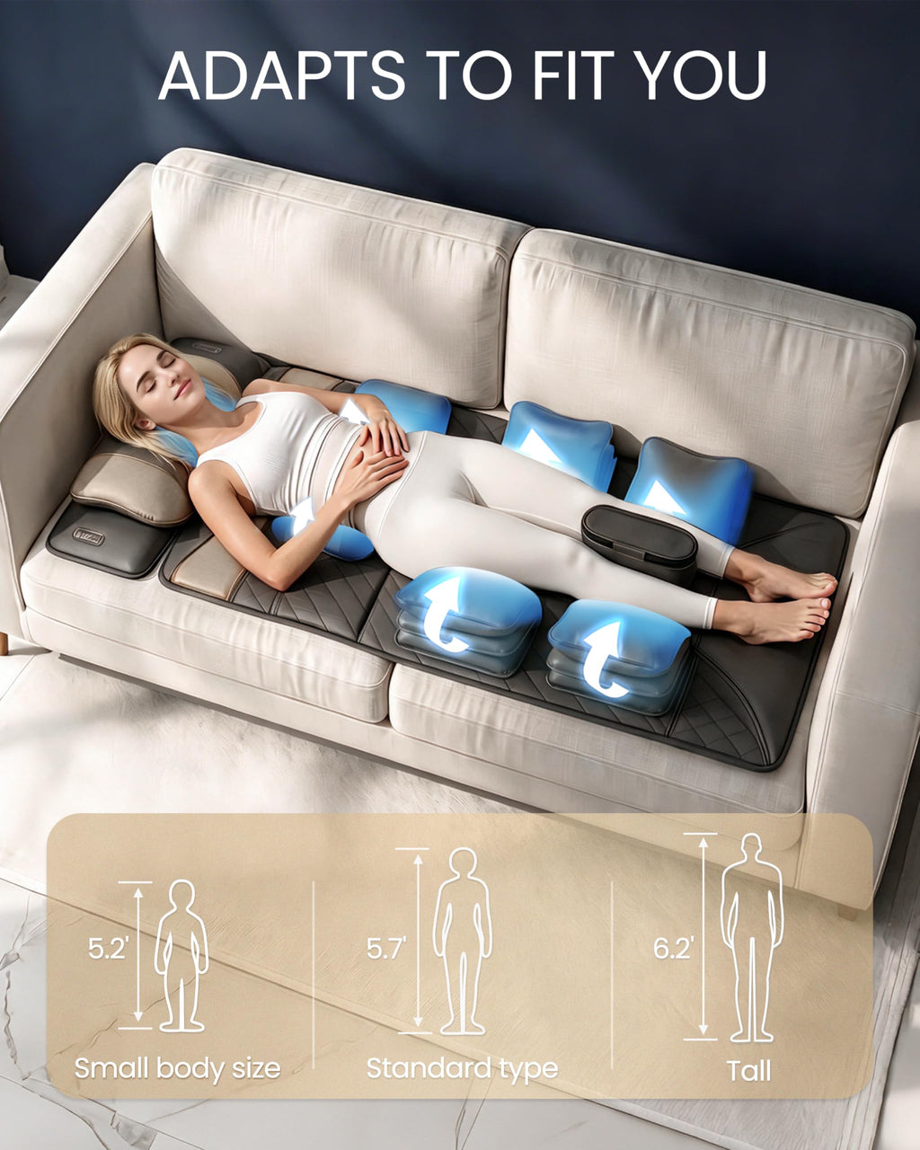 Full Body Massage Mat with Heat, Adjustable Lumbar Traction, Detachable Neck Shiatsu Roller, Airbag Compression, Vibration Massage Pad I47333