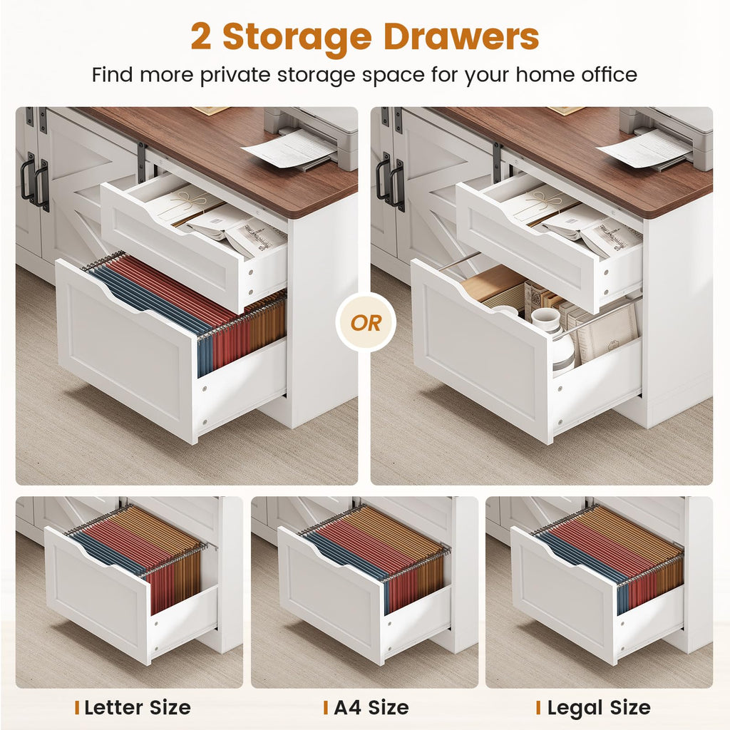 55 inch L Shaped Standing Desk with Storage Drawers I1210