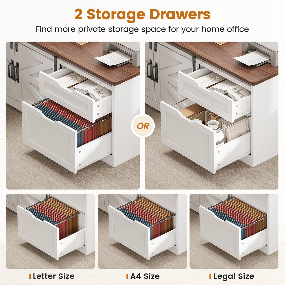 55 inch L Shaped Standing Desk with Storage Drawers I1210