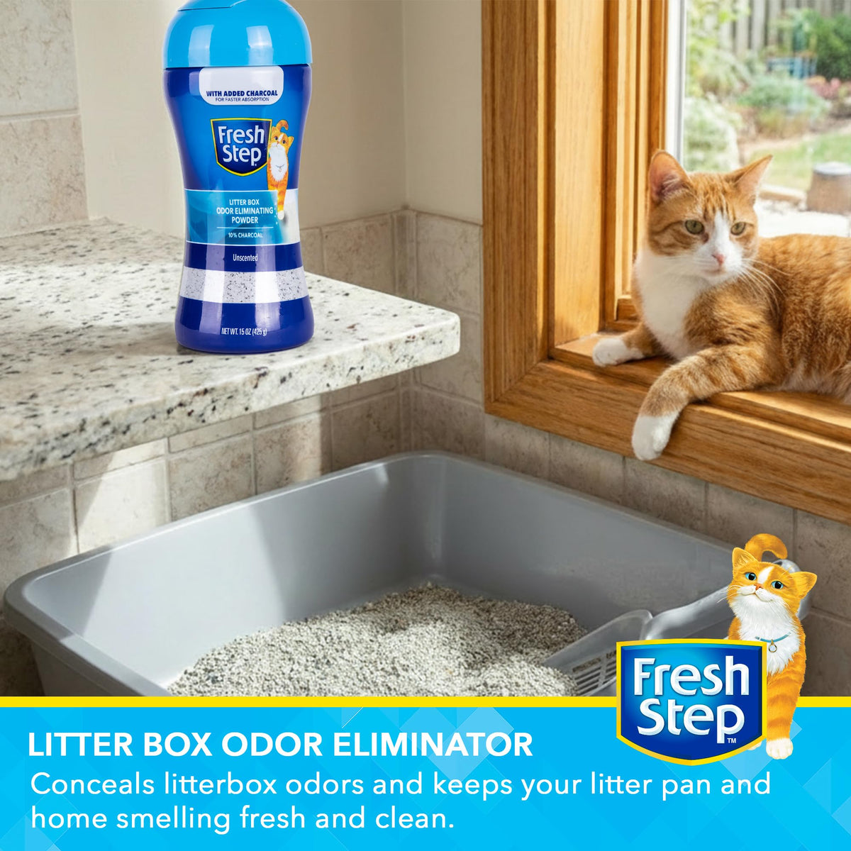 Charcoal Odor Eliminating Cat Litter Box Powder, 15 Oz Y2664