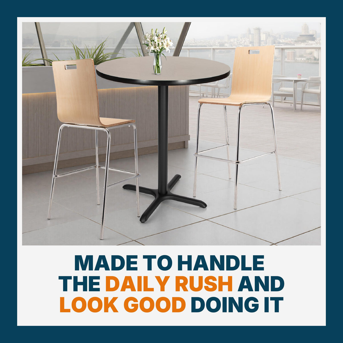 Round 36 in Diameter 42 in Bar Height Black Frame Gray Laminate Cafe Table B679083