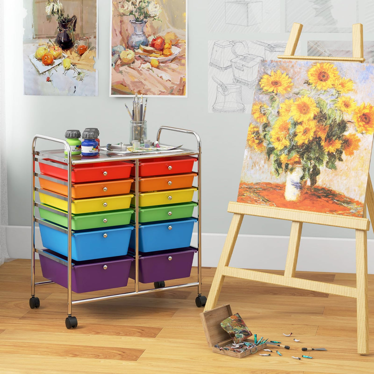 12 Drawer Rolling Storage Cart T2098