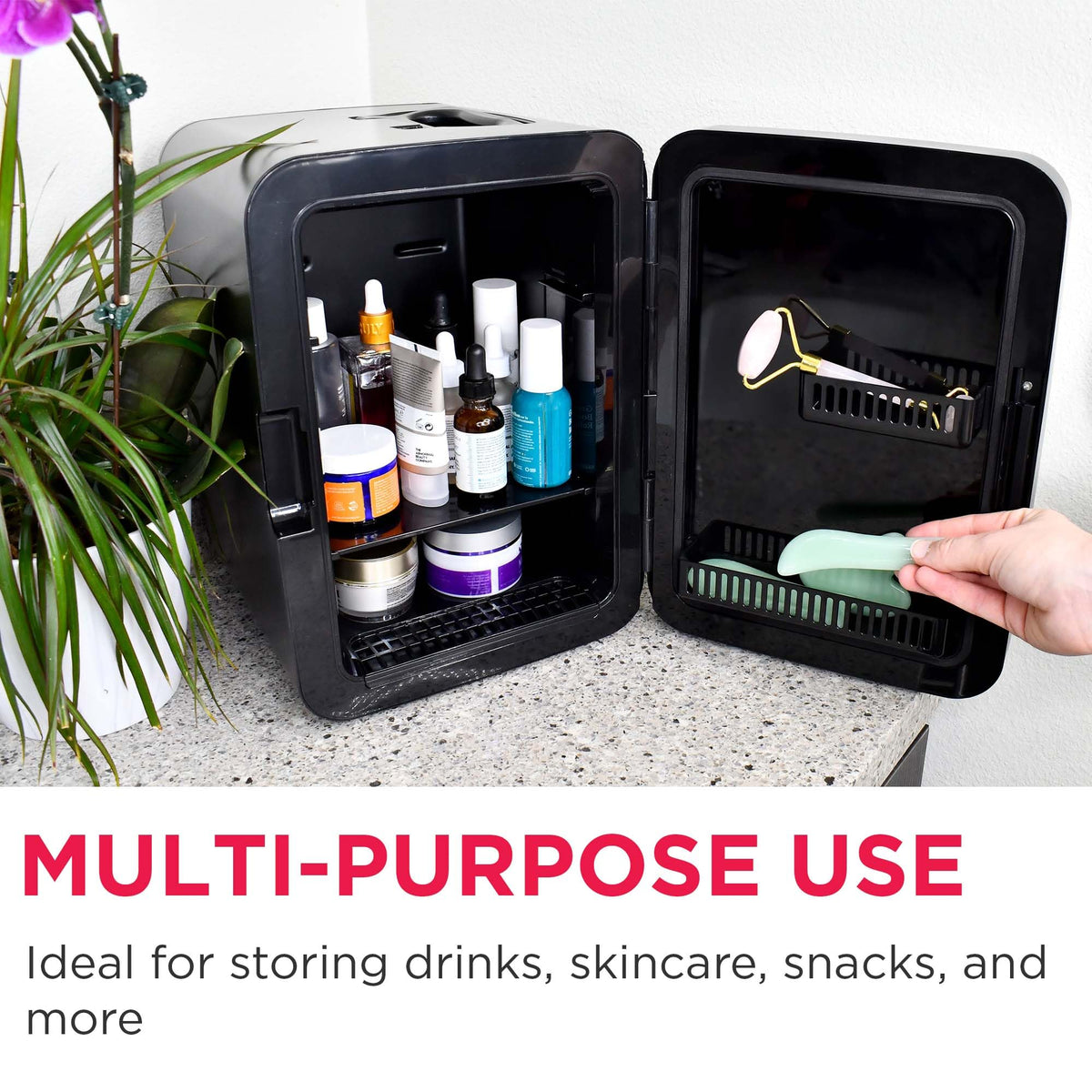 10L Brushed Black Stainless Mini Personal Fridge Cooler B986375