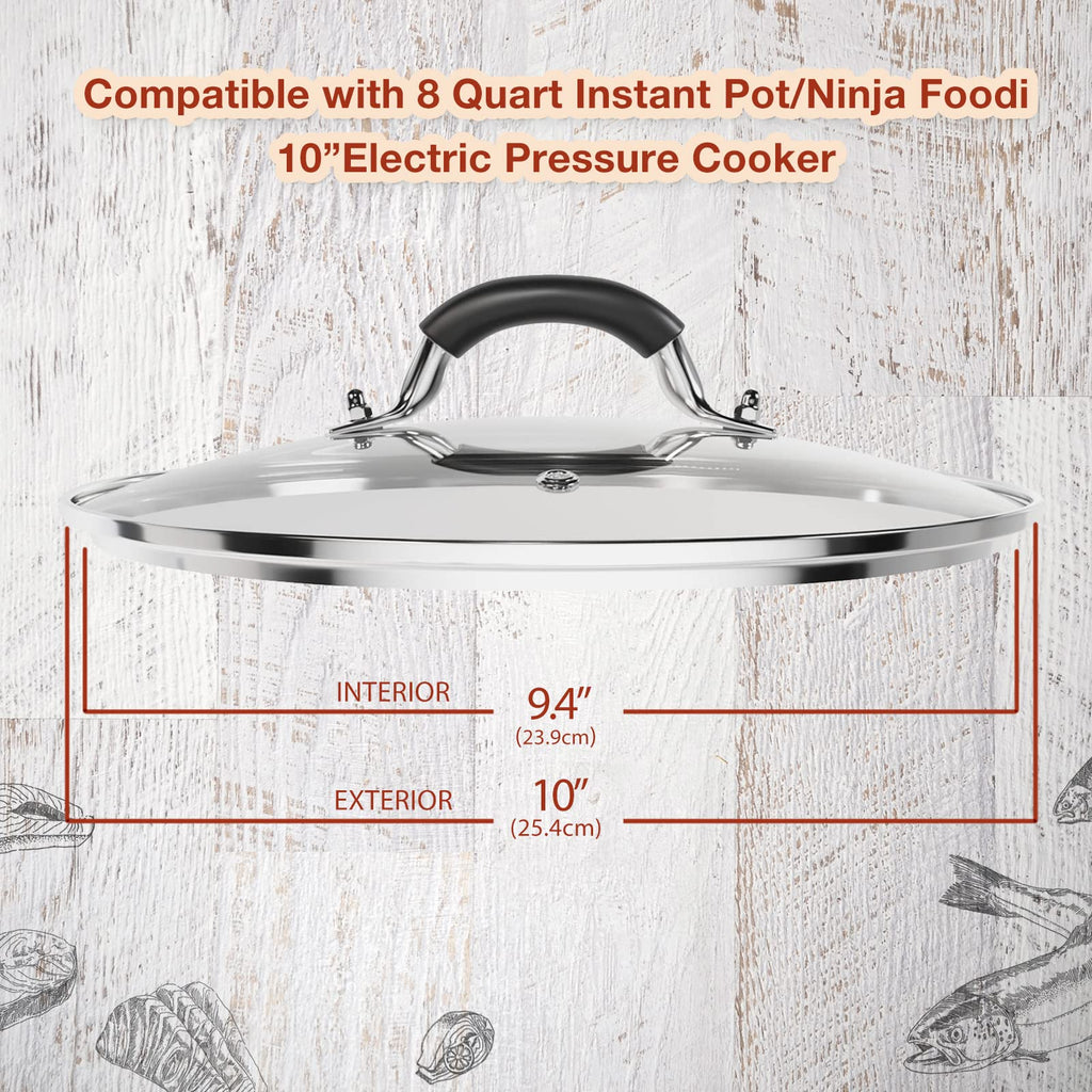 10 Inch Tempered Glass Lid with Silicone Handle O9064