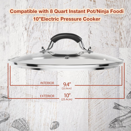10 Inch Tempered Glass Lid with Silicone Handle O9064