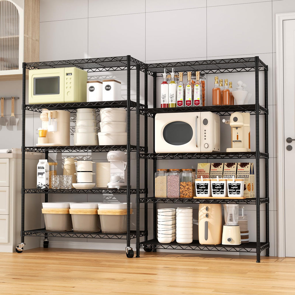 5-Tier Heavy Duty Metal Shelving Unit on Lockable Wheels T5383