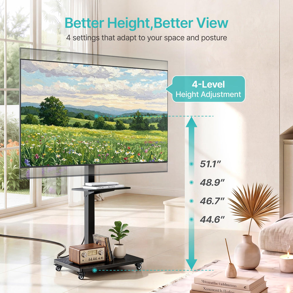 Rolling TV Stand with Power Outlet for 32-75 Inch TVs K9311