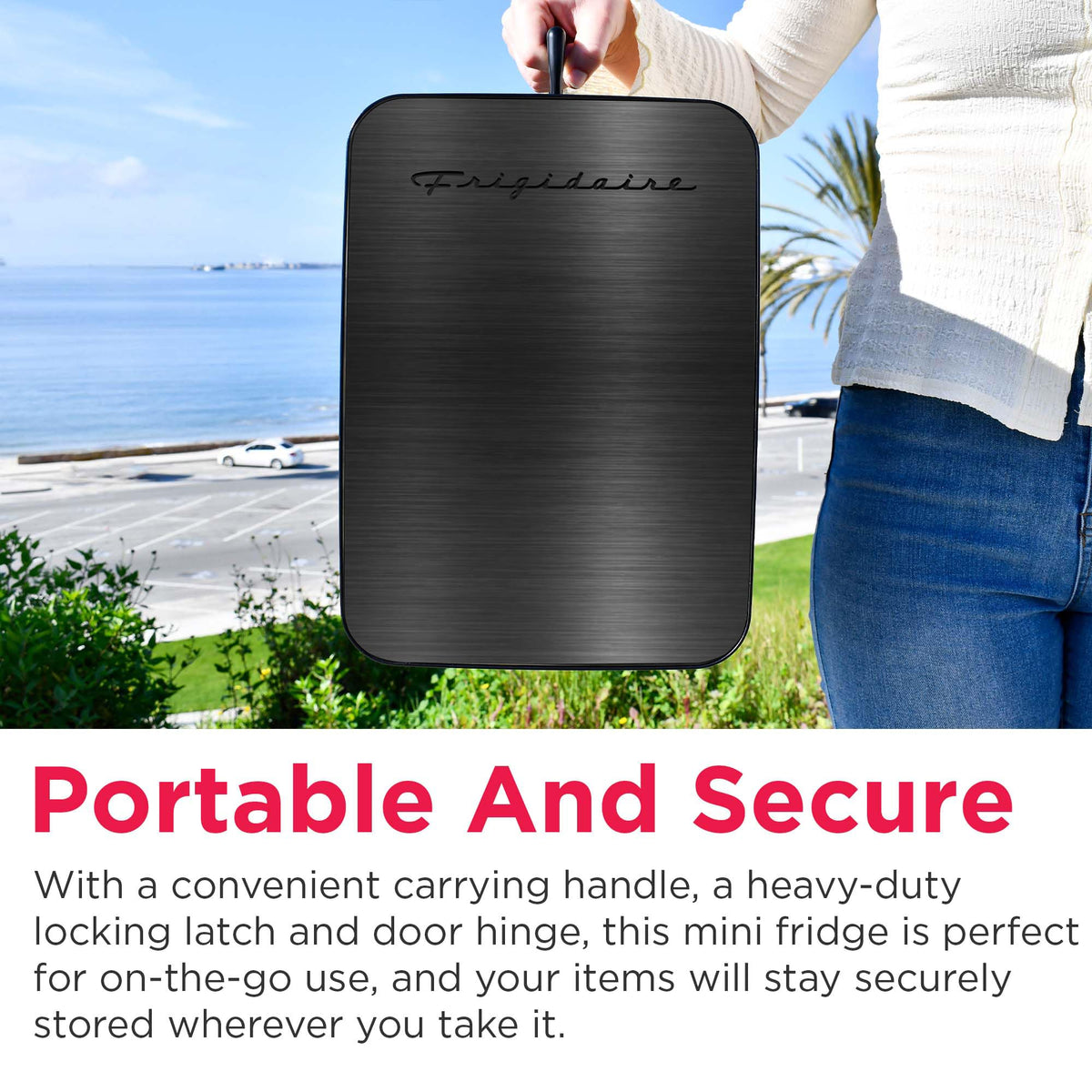 10L Brushed Black Stainless Mini Personal Fridge Cooler B986375