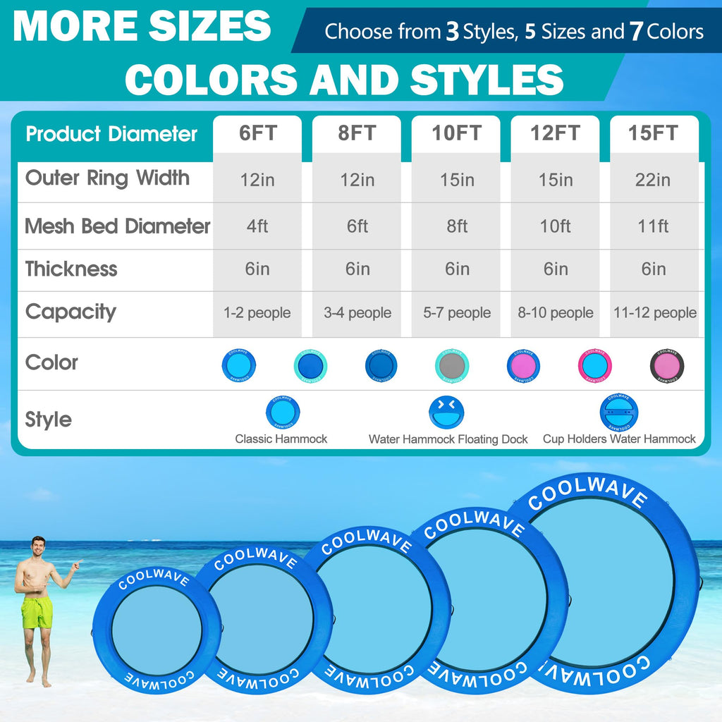 Inflatable Water Hammock Floating Dock with Cup Holders D72109