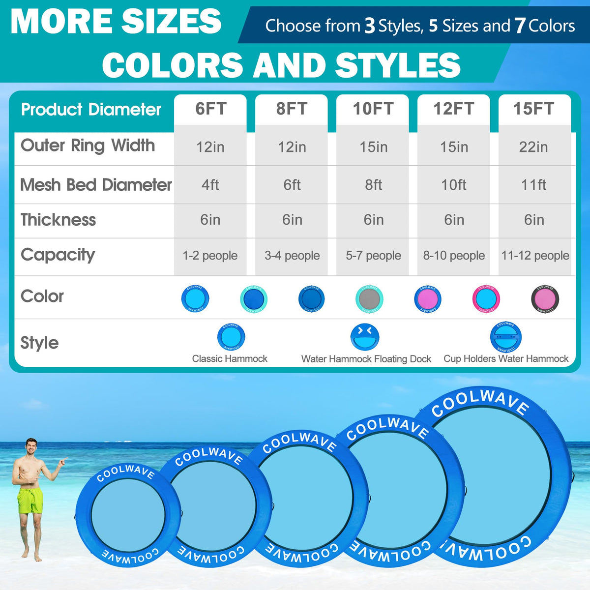 Inflatable Water Hammock Floating Dock with Cup Holders D72109