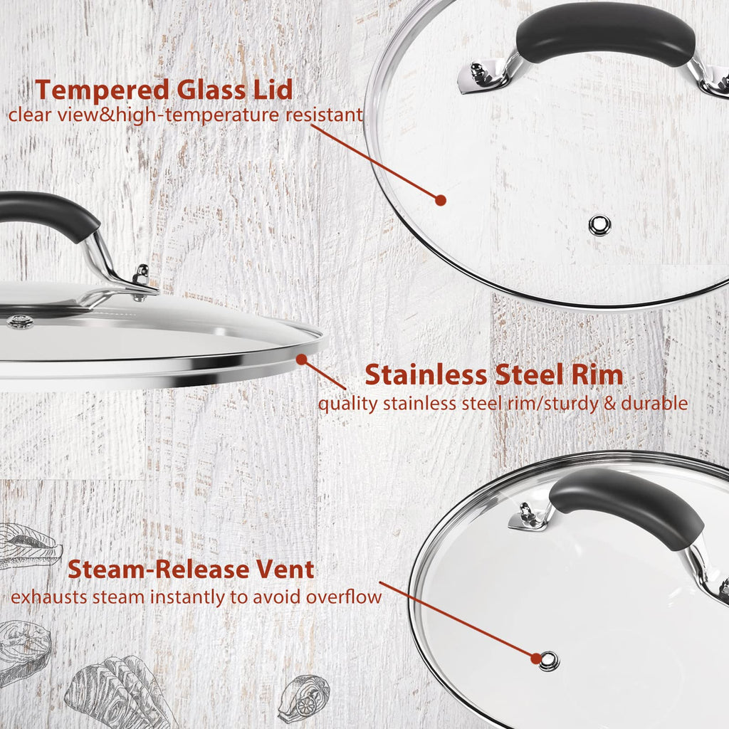 10 Inch Tempered Glass Lid with Silicone Handle O9064