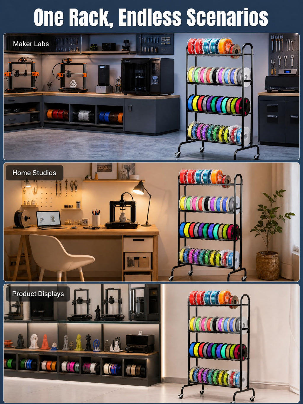 3D Printer Filament Storage Rack with Wheels X136