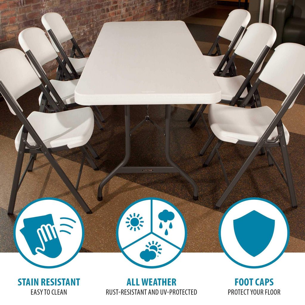 White 6 Feet Folding Utility Table Pack of 4 A687609