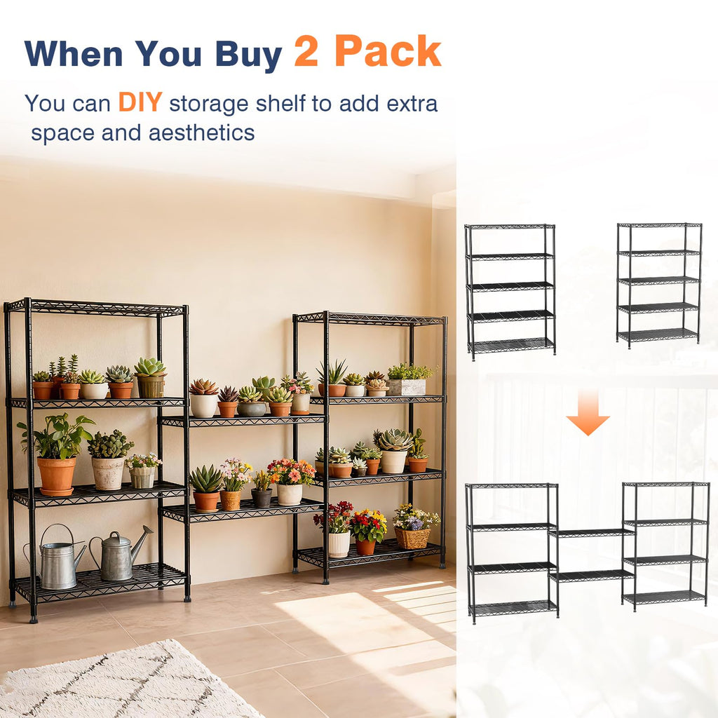 5-Tier Heavy Duty Metal Shelving Unit on Lockable Wheels T5383