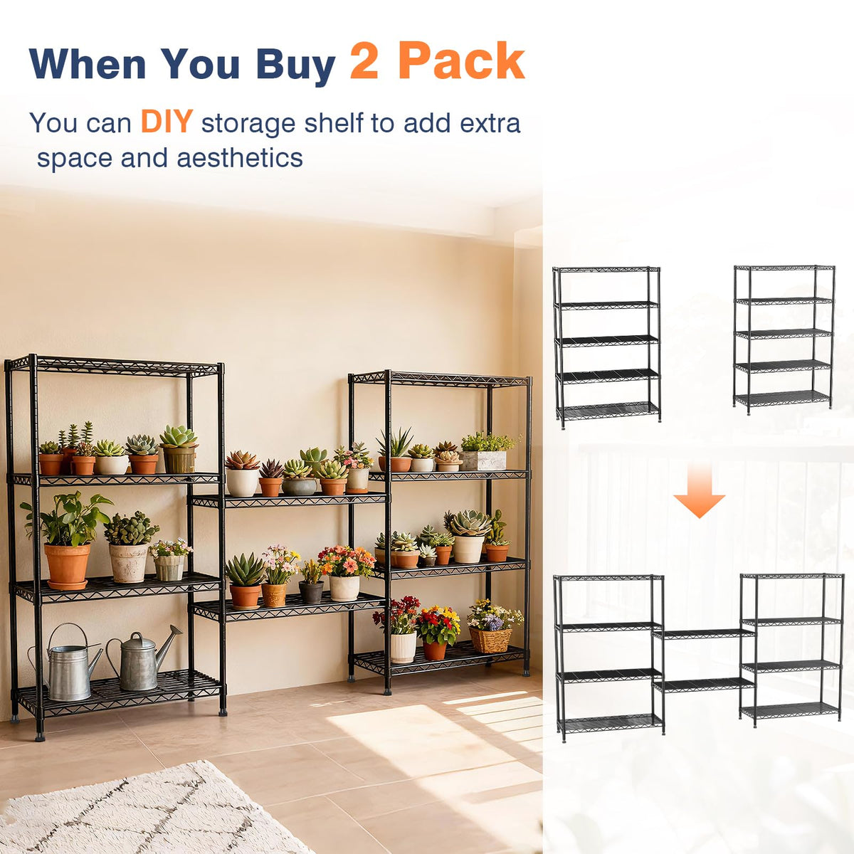 5-Tier Heavy Duty Metal Shelving Unit on Lockable Wheels T5383