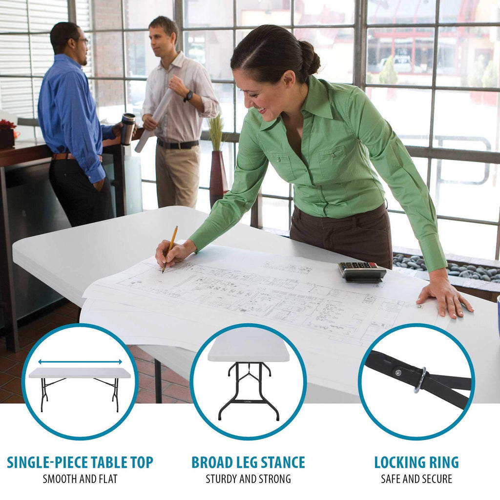 White 6 Feet Folding Utility Table Pack of 4 A687609
