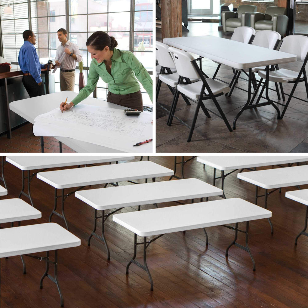 White 6 Feet Folding Utility Table Pack of 4 A687609