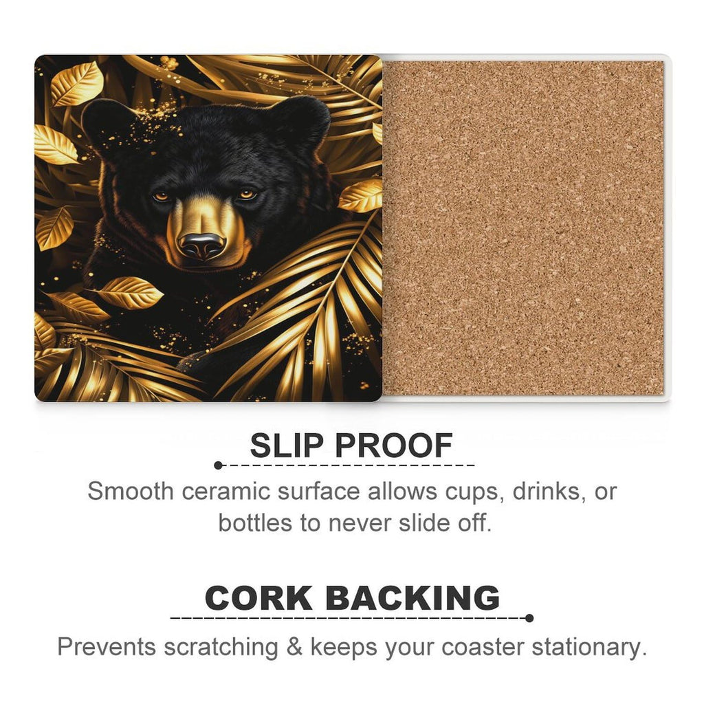 Ceramic Coasters Set of 6 Cork Backing W37638