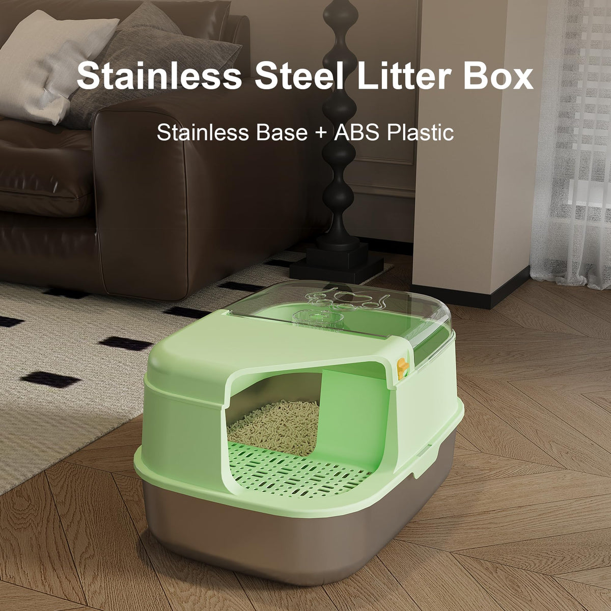 3-in-1 Convertible Cat Litter Box with Litter Trapping Grid J6171
