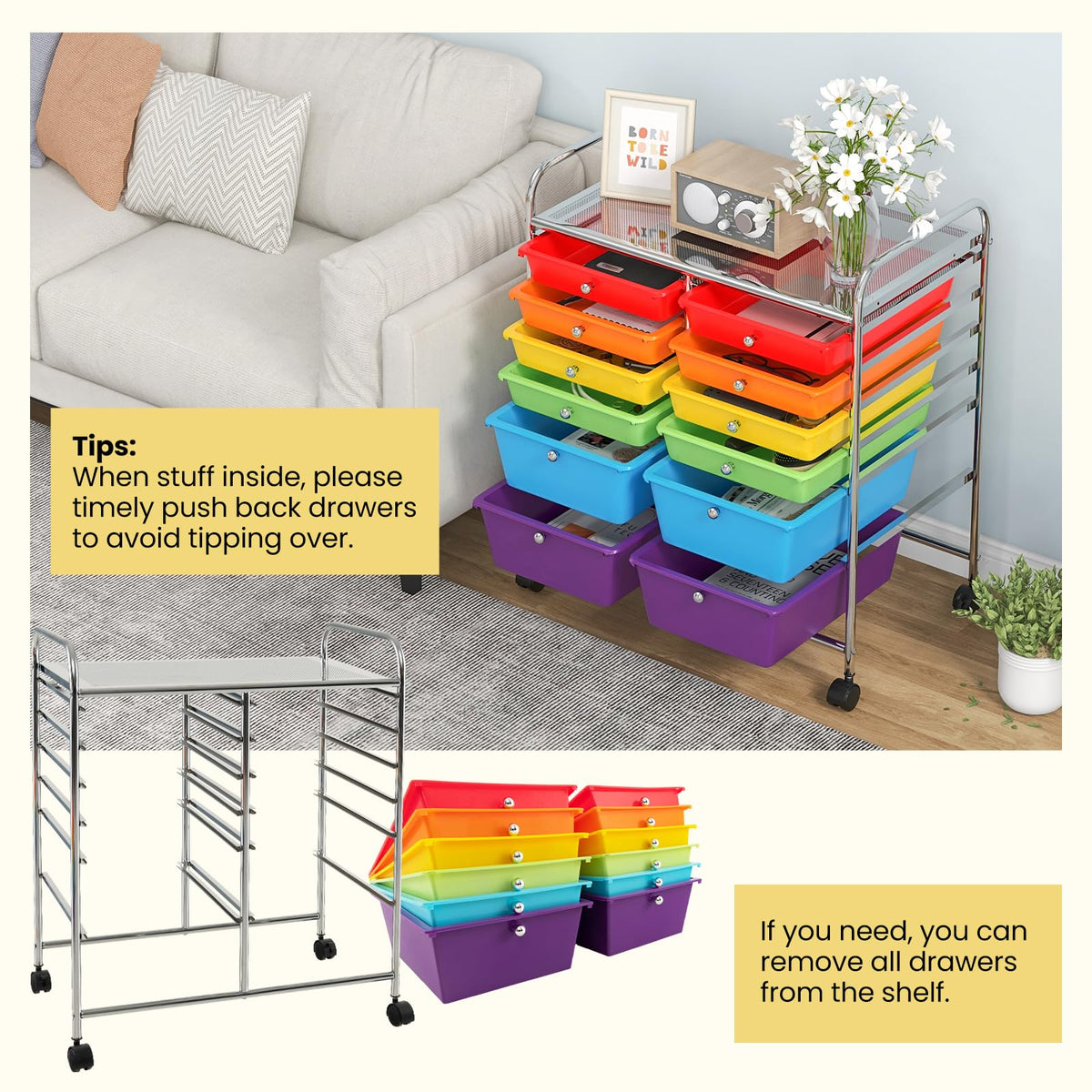 12 Drawer Rolling Storage Cart T2098