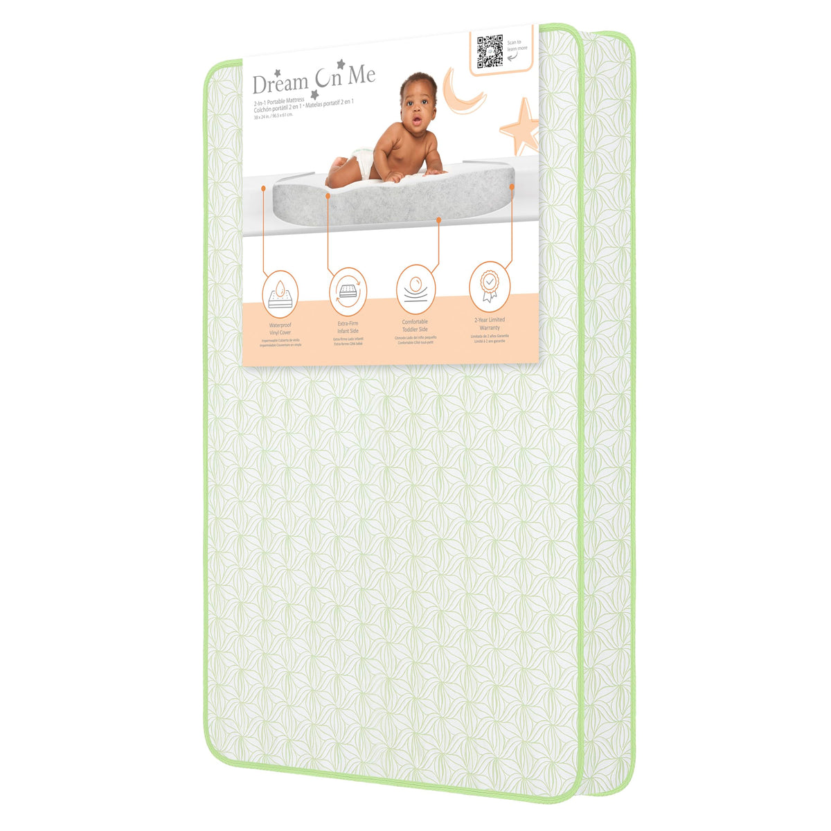 2-in-1 Mini Crib Mattress, Dual-Sided Waterproof M7279