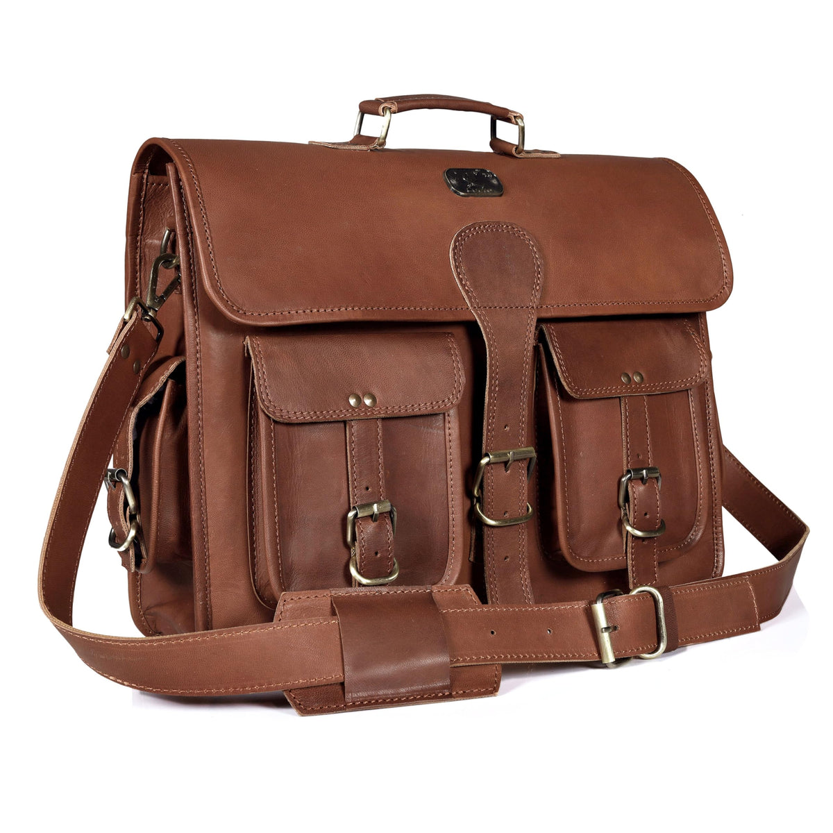 18 Inch Full Grain Buffalo Leather Laptop Briefcase R323125