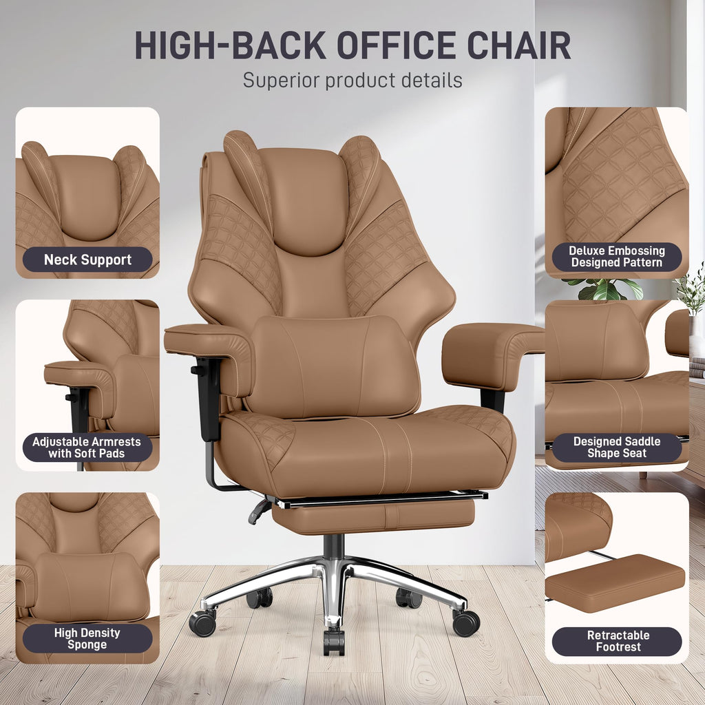 Big and Tall Executive Office Chair with Footrest and Lumbar Support S221