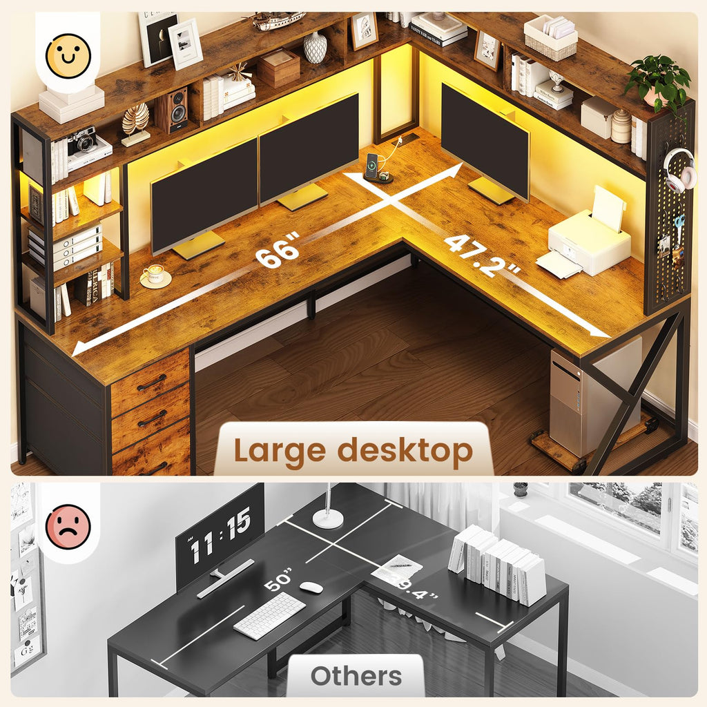 L Shaped Computer Desk with Hutch U6871
