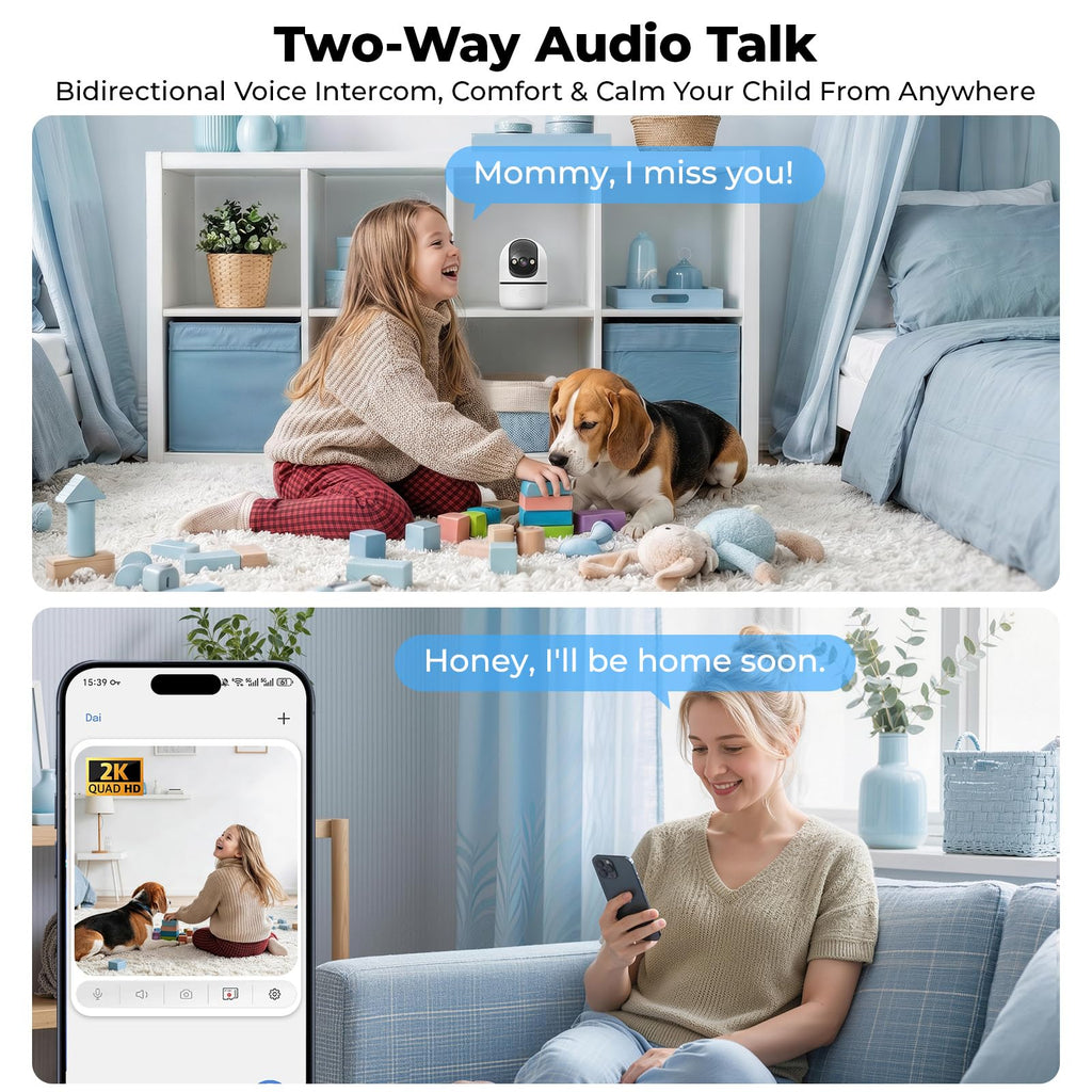 Indoor Camera 5G&2.4G WiFi 360° Pan/Tilt 2-Pack L791