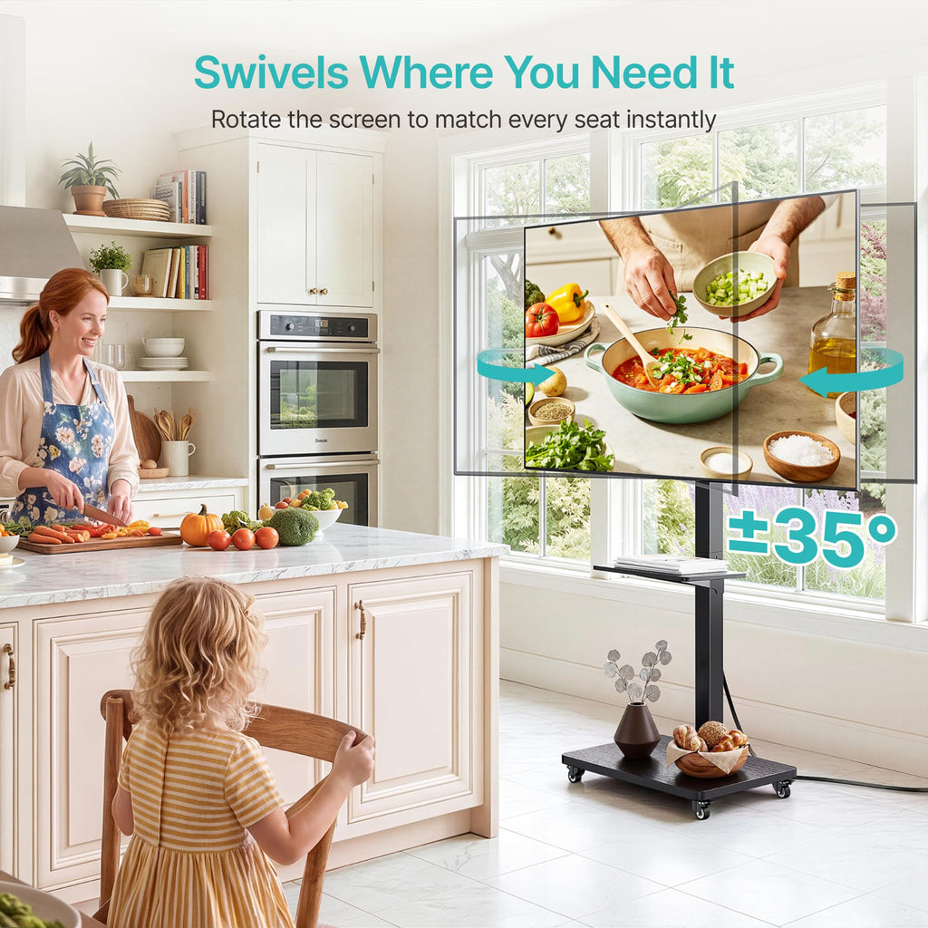 Rolling TV Stand with Power Outlet for 32-75 Inch TVs K9311