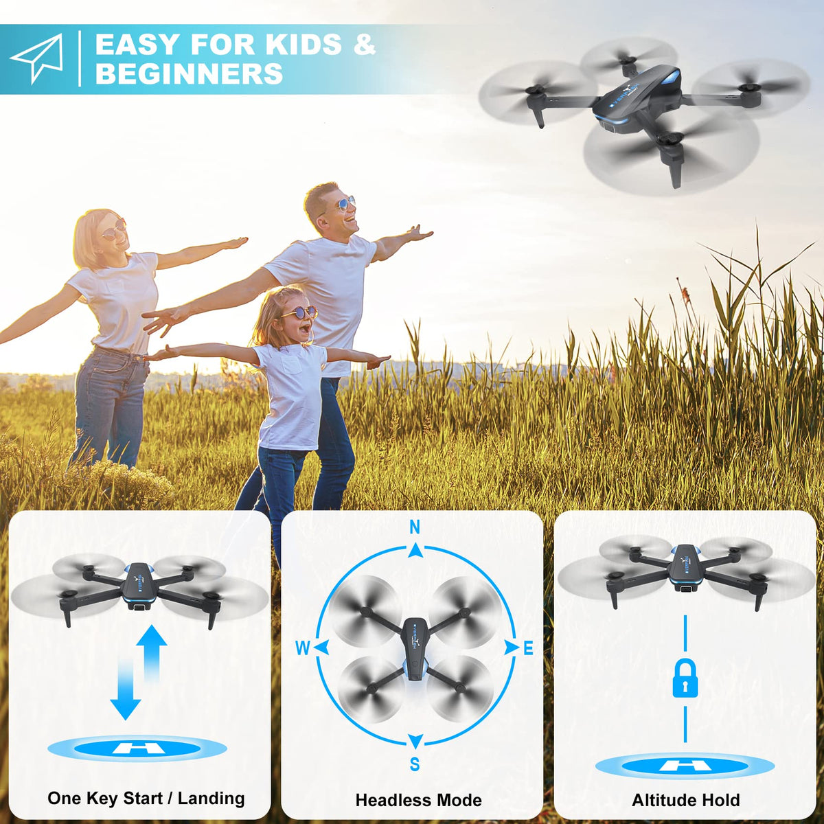 Foldable 1080P Camera Drone with 2 Batteries O955486