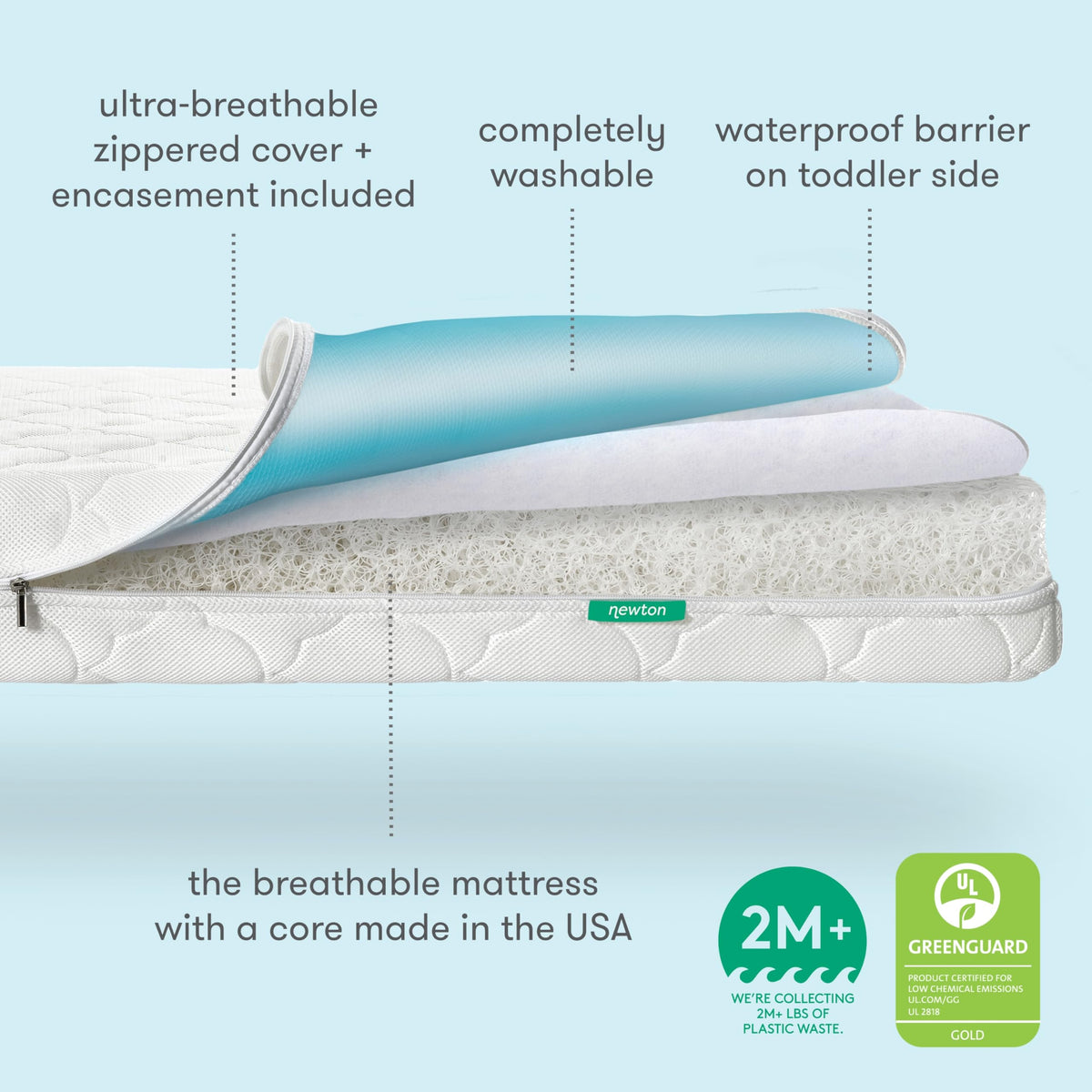White Waterproof Crib Mattress M299401