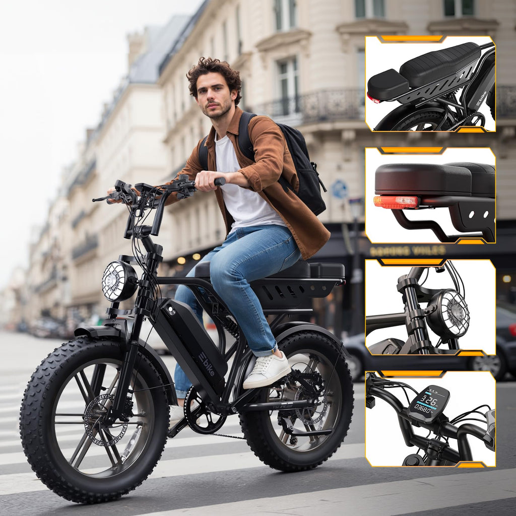 Electric Bike 48V 15Ah Battery 20"x4" Fat Tire U1022