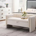 White Upholstered Storage Ottoman T895330
