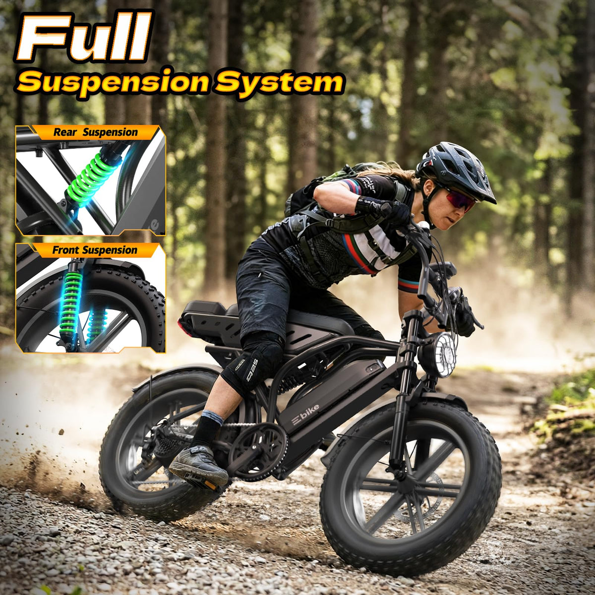 Electric Bike 48V 15Ah Battery 20"x4" Fat Tire U1022