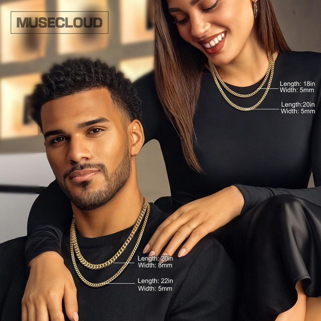 Gold Cuban Link Chain 5-14mm Stainless Steel F8021